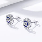 Zircon Evil Eye Stud Earrings 925 Sterling Silver Small Earrings