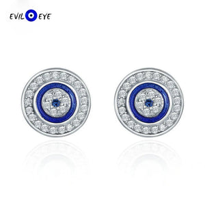 Zircon Evil Eye Stud Earrings 925 Sterling Silver Small Earrings