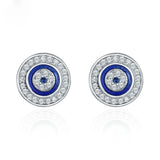 Zircon Evil Eye Stud Earrings 925 Sterling Silver Small Earrings