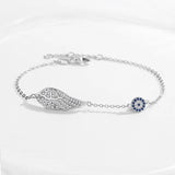 Zircon Wing Evil Eye Bracelet 925 Silver Charm for Women Girls