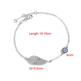 Zircon Wing Evil Eye Bracelet 925 Silver Charm for Women Girls