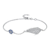 Zircon Wing Evil Eye Bracelet 925 Silver Charm for Women Girls