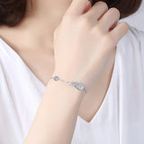 Zircon Wing Evil Eye Bracelet 925 Silver Charm for Women Girls
