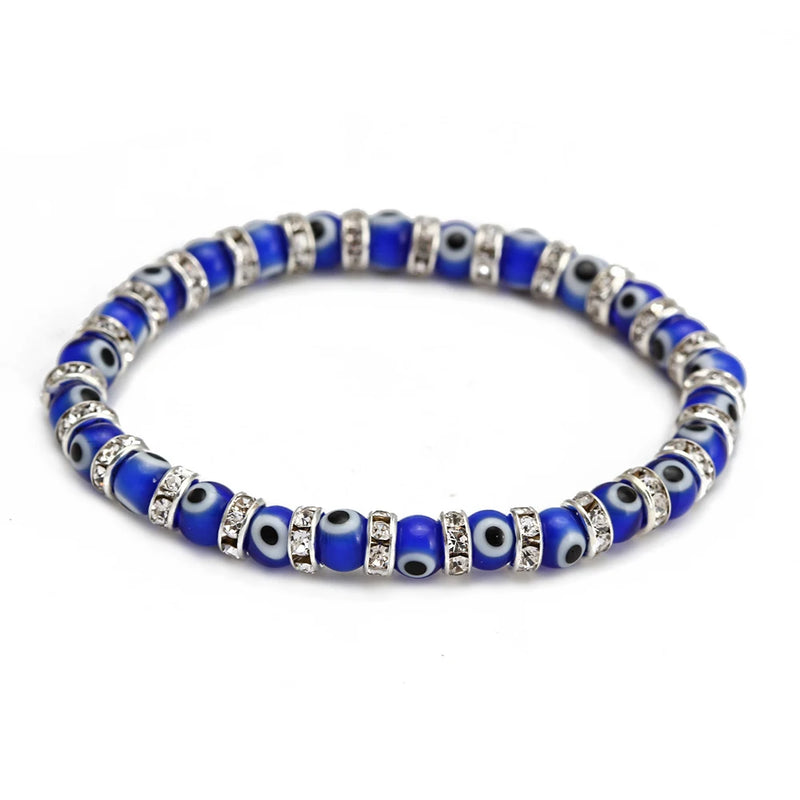Colorful Glass Evil Eye Bead Bracelet Adjustable Beaded Jewelry