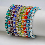 Colorful Glass Evil Eye Bead Bracelet Adjustable Beaded Jewelry