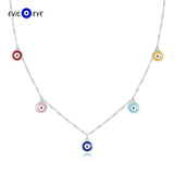 Colorful Tassel Evil Eye Pendant Necklace 925 Sterling Silver Jewelry