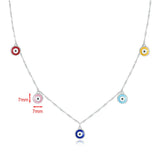 Colorful Tassel Evil Eye Pendant Necklace 925 Sterling Silver Jewelry