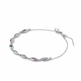 Colorful Zircon Evil Eye Charm Bracelet S925 Sterling Silver Adjustable Jewelry