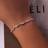 Colorful Zircon Evil Eye Charm Bracelet S925 Sterling Silver Adjustable Jewelry