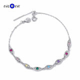Colorful Zircon Evil Eye Charm Bracelet S925 Sterling Silver Adjustable Jewelry