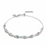 Colorful Zircon Evil Eye Charm Bracelet S925 Sterling Silver Adjustable Jewelry