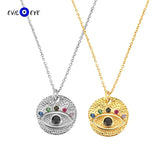 Colorful Zircon Evil Eye Necklace S925 Sterling Silver Pendant