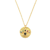 Colorful Zircon Evil Eye Necklace S925 Sterling Silver Pendant