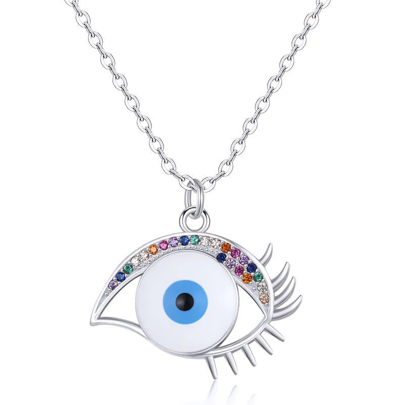 Sterling Silver Evil Eye Pendant Necklace
