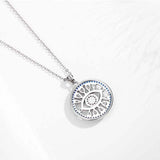 Evil Eye Round Pendant Necklace S925 Sterling Silver Necklace for Women