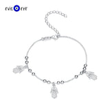 Fatima Hamsa Hand Charm Bracelet 925 Sterling Silver Evil Eye Bracelet