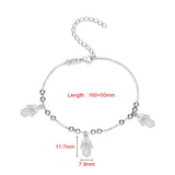 Fatima Hamsa Hand Charm Bracelet 925 Sterling Silver Evil Eye Bracelet