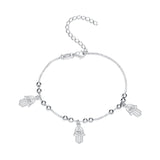 Fatima Hamsa Hand Charm Bracelet 925 Sterling Silver Evil Eye Bracelet