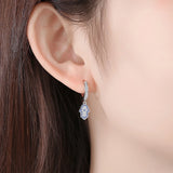 925 Silver Fatima Hamsa Hand Evil Eye Drop Earrings