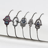 Colorful Zircon Evil Eye Bracelet for Women Girls Men