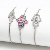 Colorful Zircon Evil Eye Bracelet for Women Girls Men