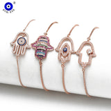 Colorful Zircon Evil Eye Bracelet for Women Girls Men