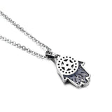 Fatima Hand Evil Eye Pendant Necklace Micro Pave Zircon 925 Sterling Silver