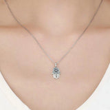 Fatima Hand Evil Eye Pendant Necklace Micro Pave Zircon 925 Sterling Silver