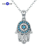 Fatima Hand Evil Eye Pendant Necklace Micro Pave Zircon 925 Sterling Silver