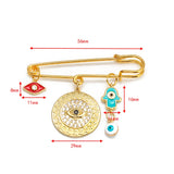 Fatima Hand Zircon Evil Eye Brooch Pin BE150