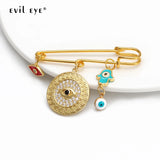 Fatima Hand Zircon Evil Eye Brooch Pin BE150