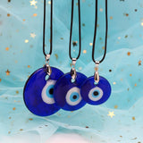Glass Evil Eye Pendant Necklace Leather Long Neck Chain Jewelry LB1226