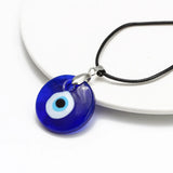 Glass Evil Eye Pendant Necklace Leather Long Neck Chain Jewelry LB1226