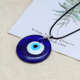 Glass Evil Eye Pendant Necklace Leather Long Neck Chain Jewelry LB1226