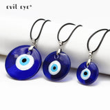 Glass Evil Eye Pendant Necklace Leather Long Neck Chain Jewelry LB1226