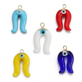 Glass Fatima Hand Horseshoe Pendant for Necklace