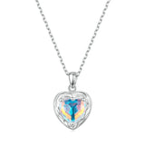Heart Necklace S925 Sterling Silver Chain Colorful Pendant