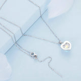 Heart Necklace S925 Sterling Silver Chain Colorful Pendant