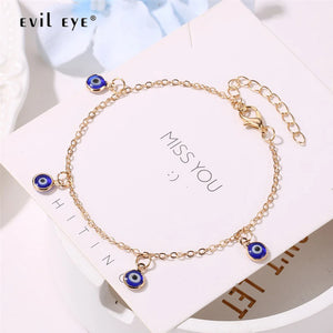 EVIL EYE Silver Foot Chain Anklet Eye Charm Tassel Bracelet