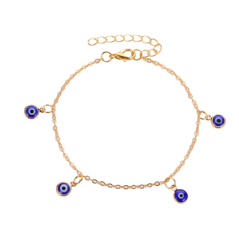 EVIL EYE Silver Foot Chain Anklet Eye Charm Tassel Bracelet