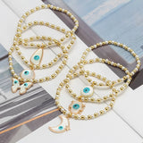 Copper Beaded Bracelet Evil Eye Charm Jewelry