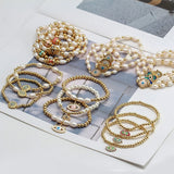 Pearl Bead Bracelet Evil Eye Charm Micro Pave Zircon Women Girls Men