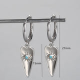 Zircon Evil Eye Drop Earrings 925 Sterling Silver Dangle Earrings