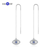 925 Silver Evil Eye Dangle Earrings Long Chain Drop