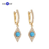 Micro Pave Evil Eye Drop Earrings 925 Sterling Silver Dangle Earrings