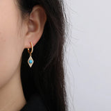 Micro Pave Evil Eye Drop Earrings 925 Sterling Silver Dangle Earrings