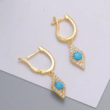 Micro Pave Evil Eye Drop Earrings 925 Sterling Silver Dangle Earrings