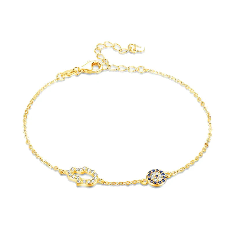Sterling Silver Evil Eye Charm Bracelet for Women