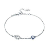 Sterling Silver Evil Eye Charm Bracelet for Women