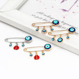 Ladybug Evil Eye Charm Brooch Pin Copper Silver BE63